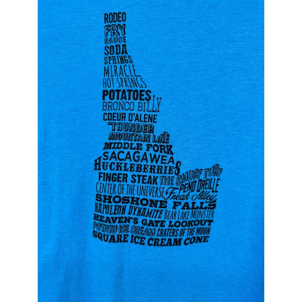 Mason Jar Label Idaho Graphic TShirt Small Blue Souvenir Travel Tee Cotton Blend - Picture 4 of 6